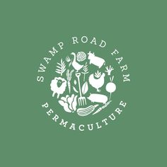 the logo for swamp road farm permaculture, which is located in an area with