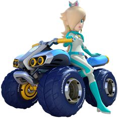 a woman riding on the back of a toy motorcycle