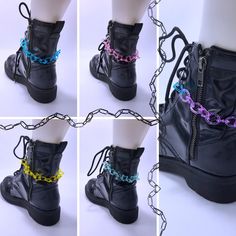 A pair of boot chains to accessorize your shoes! They have a clasp that clicks on to your shoelaces so you can wear it with any shoe! Small Beaded Shoe Chain, Shoe Chain, Chain Ideas, Stars And Hearts, Boot Chains, Shoe Clips, Shoe Laces, Brooch Pin, Clothing And Shoes