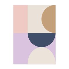 an abstract art print with different colors and shapes on the bottom, including pink, blue,