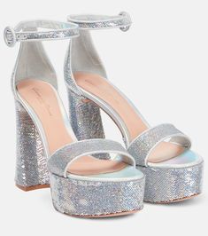 Gianvito Rossi - Holographic platform sandals | Mytheresa Holographic Fabric, Hello Lover, Fabulous Shoes, Gianvito Rossi, High Heel Sandals, A Box, Shoe Collection, Platform Sandals, Women's Shoes Sandals