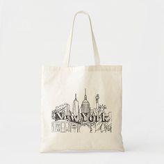 Downtown NYE New York Vacation Souvenirs NYC Gift Tote Bag | Zazzle Nye New York, Gift Shop Design, New York Tote Bag, Painted Records, Y2k Handbag, City Tote Bag, Tote Design, New York Vacation, Painted Tote