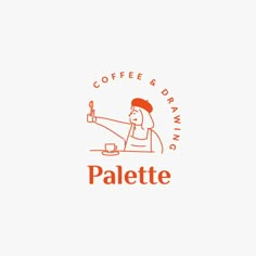 the logo for coffee and draw's palette is shown in orange on a white background