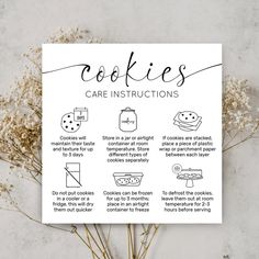 a poster with instructions on how to care for cookies and other baking related items in it