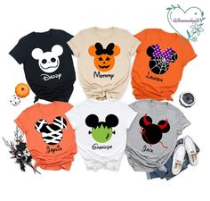 Disney Family Tshirts, Disney Skeleton, Family Halloween Shirts, Disney Family Outfits, Disneyland Family Shirts, Family Disney Shirts Matching, Disney World Halloween, Mickey Halloween Party, Disney Birthday Shirt