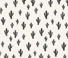 black and white cactus pattern on a cream background