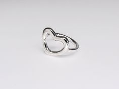 Minimalist Silver Heart-shaped Ring, Modern Sterling Silver Heart Ring, Silver Heart Ring For Valentine's Day, Modern Heart Ring For Valentine's Day Gift, Modern Heart-shaped Rings For Valentine's Day, Silver Open Ring With Heart Charm, Modern Silver Heart Rings, Valentine's Day Silver Heart Ring, Modern Heart-shaped Silver Rings