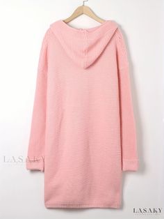 Lasaky - Womens Button Front Hooded Knit Cardigan: A Casual yet Stylish Long Sleeve Sweater Pink Knit Casual Sweater Coat, Pink Knit Sweater Coat In Casual Style, Pink Casual Knit Sweater Coat, Casual Pink Knit Sweater Coat, Casual Pink Soft Knit Sweater Coat, Pink Casual Cardigan For Cold Weather, Casual Pink Cardigan For Cold Weather, Casual Knitted Acrylic Sweater Coat, Casual Warm Pink Sweater