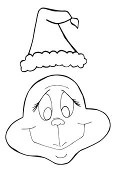 a black and white drawing of an angry bird with a santa hat on it's head