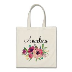 Modern Floral Bridesmaid Personalized-4 Tote Bag - Check out this bag for your next trip. #bags Eco-friendly Personalized Canvas Tote Bag, Customizable Everyday Tote Bag, Customizable Everyday Canvas Bag, Eco-friendly Tote Bag For Personal Use, Customizable Tote Shoulder Bag For Everyday, Customizable Rectangular Shoulder Bag For Everyday, Eco-friendly Personalized Canvas Bag For Daily Use, Customizable Bags For Mother's Day, Customizable Tote Bags For Mother's Day