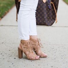 Nwt. Unworn. Tan Suede. Size 7.5. Chic Suede Lace-up Sandals With Open Heel, Trendy Beige Sandals With 4-inch Heel, Casual Summer Heels With 4-inch Heel, Summer Lace-up Block Heel Sandals With 4-inch Heel, Casual Sandals With 4-inch Heel And Ankle Strap, Spring Suede Lace-up Ankle Strap Sandals, Spring Suede Ankle Strap Lace-up Sandals, Trendy Block Heel Lace-up Sandals For Vacation, Summer Lace-up Heels Of Medium Width