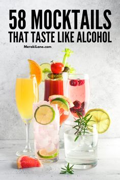 cocktails with text overlay that reads, 58 mock cocktails that taste like alcohol