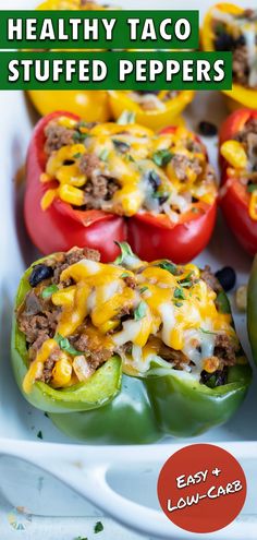 the healthy taco stuffed peppers are ready to be served in the oven or on the grill