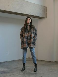 Outfit Ideas Korean, Checked Jacket, فستان سهرة, Korean Girl Fashion, Korean Street, Winter Mode, K Fashion, Looks Chic, Moda Vintage