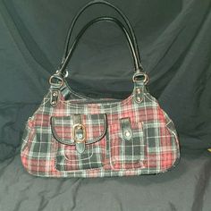 Grey And Red Plaid Handbag Excellent Condition Never Used Casual Red Handheld Satchel, Red Casual Handheld Satchel, Red Handheld Casual Satchel, Casual Red Satchel For School, Trendy Plaid Bag For Everyday Use, Casual Red Hobo Bag Pouch Style, Red Handheld School Bag, Casual Red Shoulder Bag With Handles, Casual Red Rectangular Satchel