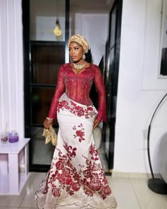 Lace Hand Styles, Brocade Asoebi Styles 2024, Red Asoebi, Nigerian Wedding Guest, Nigerian Traditional Dresses, Lace Asoebi, Bespoke Dress, Nigerian Lace Dress