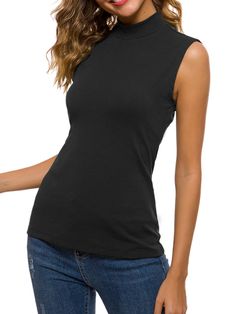 PRICES MAY VARY. 90% Cotton and 10% Spandex for sleeveless mock turtleneck tank top; 95% Rayon and 5% Spandex for short sleeve mock neck top! 进口 Pull On closure Machine Wash Basic sleeveless tank top made of super comfortable and stretchy fabric, silky smooth touch, lightweight, breathable, fits all kinds of figures. Features: mock neck, sleeveless, plain solid color, slim fit, tunic, tank top. The sleeveless top goes great with any body shape, comes in a wide range of colors and sizes and look Turtleneck Tank Top, Fitted Tunic, Tunic Tank Tops, Mock Neck Top, Mock Turtleneck, Sleeveless Shirt, Sleeveless Tank Top, Body Shape, Sleeveless Tank