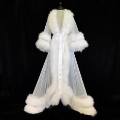 Dressing Gown Queen Foxier - The Drag Queen Closet Luxury Wedding Night Gown With Sweep Train, Dressing Gown Dress, Gown Queen, Fancy Robes, Tulle Dresses, Queen Love, Bridal Wrap, Women's Robe, Drag Queens