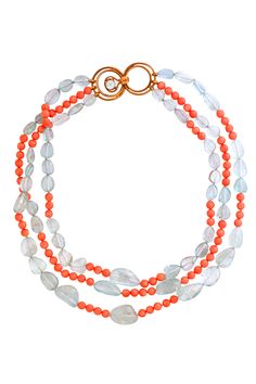 BOUNKIT JEWELRY-Aquamarine and Coral Necklace-CORAL Jewelry Aquamarine, Coral Necklace, Aquamarine, Coral, New York