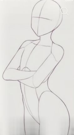 a drawing of a woman's torso and hands on her hips, with one arm crossed