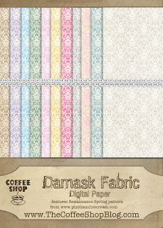 the coffee shop damask fabric digital papers