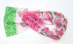 Hand painted silk scarf-Watermelon Juice. Candy scarf in pink and green/ Summer scarves/ Fruits silk scarf painted/ Birthday gifts for her/ Art to wear/ Summer fashion scarves/ Long, luxury scarf with watermelons pattern painted in serti technique. RESTOCKED MADE to order listing Please, note! The scarf from this photo was sold, i will make a replica on it July's Birthdays gift ideas measurements are 17 by 70 inches, This pink and green scarf painted on pure silk pongee 5 A silk scarf will give Birthdays Gift Ideas, Summer Scarf Style, Luxury Scarf, Watermelon Pattern, Watermelon Juice, Silk Scarf Painting, Luxury Scarves, Hand Painted Silk Scarf, Fashion Scarves