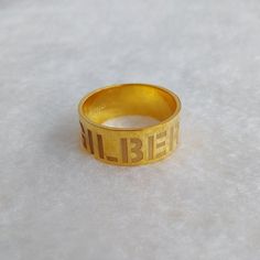 Personalized Name Ring,Modern Letters Ring,Gold Band Ring,Spray Paint Font Ring,Wedding Date Ring,En Spray Paint Font, Paint Font, Monogram Necklace Gold, Map Jewelry, Monogram Bracelet, Engraved Engagement Ring, Letter Ring, Infinity Jewelry, Name Rings