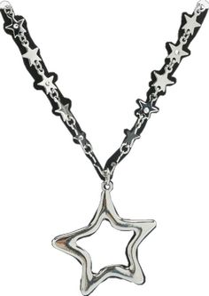 Silver Metal Chain Necklace With Star Charm, Edgy Silver Star-shaped Jewelry, Punk Star-shaped Necklace For Parties, Silver Star Chain Necklace, Silver Star Necklace With Chain, Punk Style Star Shaped Metal Necklace, Silver Star-shaped Metal Necklace, Edgy Star-shaped Metal Jewelry, Trendy Silver Star Necklace