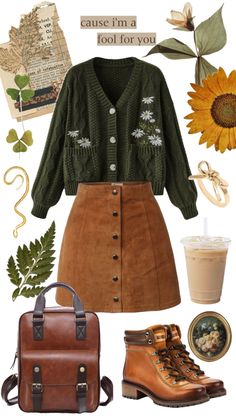 Indie Girl Spring Outfit Girls Spring Outfits, Look Grunge, Academia Outfits, Mode Hippie, Inspiration Tattoos, Cottagecore Outfits, Mode Boho, Elegante Casual