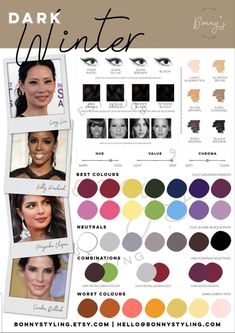 Winter Color Analysis, Color Analysis Winter, Winter Skin Tone, Deep Winter Colors, Clear Winter, Mode Tips