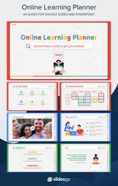 the online learning planner is displayed in four different colors and sizes, including one for each child