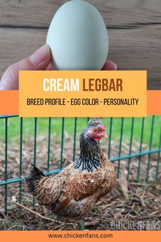 a person holding an egg in their hand with the words cream legar on it