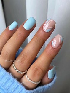 Baby Blue Nails, Cute Simple Nails, Smink Inspiration, Summery Nails, Acrylic Nails Coffin Short, Nails Summer