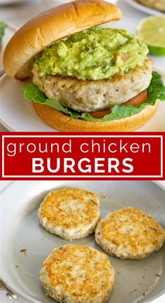 chicken burgers with guacamole on the side