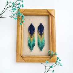 Navy blue gold & green seed bead earrings Chandelier earrings - Etsy Украина Dangle Beaded Earrings With Fringe For Crafting, Beaded Fringe Chandelier Earrings As Gift, Dangle Earrings With Beaded Fringe As Gift, Gift Chandelier Earrings With Beaded Fringe, Fringe Dangle Beaded Earrings For Gift, Fringe Beaded Dangle Earrings As A Gift, Fringed Chandelier Earrings With Round Beads As Gift, Beaded Fringe Earrings With Round Beads As Gift, Gift Beaded Fringe Drop Earrings