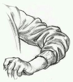 a pencil drawing of a man's arm and hand