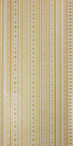 an orange and yellow striped wallpaper with small circles on it's sides,