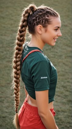 Follow & See more post collection in my pin bio, Thank you. Read more inspo & article at Our website. #braid #braidhairstyle #hairstyle #beauty #cute Active Hairstyles For Long Hair, Sport Braids, Long Dutch Braids, Cute Braided Ponytail Hairstyles, Military Hairstyles For Women, Sport Hairstyles For Long Hair, Lax Hairstyles, Athlete Hairstyles