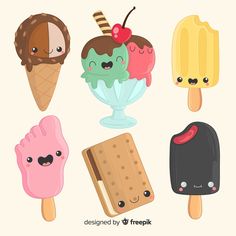 an assortment of ice creams and popsicles