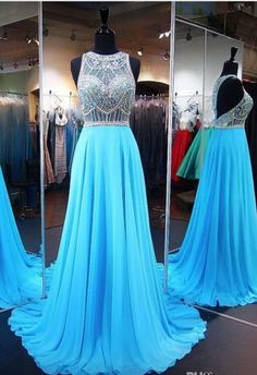 Light blue long chiffon gown with sleeveless ball Blue Chiffon Evening Dress For Prom, Blue Rhinestone Gown For Prom Season, Blue Chiffon Gown With Sweep Train, Blue Prom Gown With Rhinestones, Blue Chiffon Prom Gown, Blue Chiffon Gown For Prom Season, Blue Chiffon Gown For Prom, Light Blue Dress Formal, White Sparkle Dress