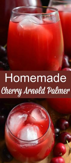 homemade cherry almond palener with cherries in the background