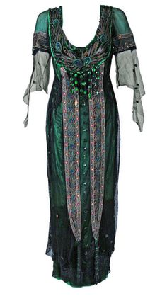 Beaded Peacock, Fashion 1910, Antique Dresses, Tea Gown, 1910s Fashion, Robes Vintage, Historic Fashion, Edwardian Dress, 20th Century Fashion