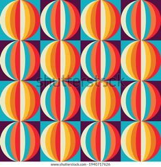 an abstract background with circles and stripes in red, orange, yellow and blue colors