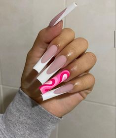 White Nails Tips With Designs, Xl Long Acrylic Nails Summer, Marble French Nails, Square Nail Tips, Nails Marble, Gucci Nails, Tapered Square Nails, Square Nail, Butterfly Nails