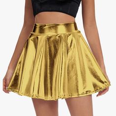 Brand New Adult Small Skater Skirt. Very Cute And Stylish. See Description In Photos. Golden Skirt, Dramatic Fashion, Mini Skater Skirt, Gold Skirt, Party Kleidung, Artist Outfit, Half Skirt, Elegant Skirt, Oversized Dress