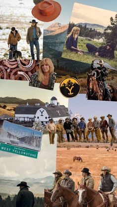 collage of people and horses in the wild west