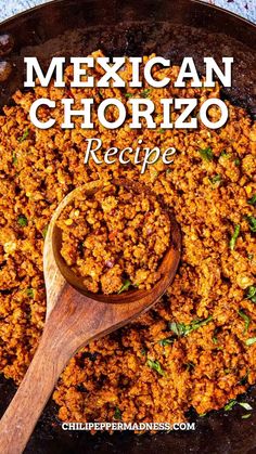 Delicious Mexican chorizo served in a big skillet. Chorizo Seasoning Recipe, Western Foods, Hispanic Recipes