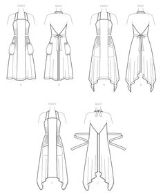 the instructions for how to tie an apron on top of a dress, with three different ways