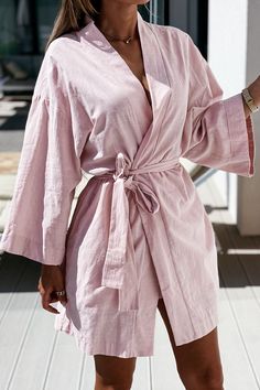 Spring Loungewear Solid Color Dresses, Irregular Solid Color Dress For Spring, Spring Dress With Solid Color And Irregular Shape, Spring Dresses With Irregular Shape, Spring Dresses With Irregular Hem In Solid Color, Loose Shirt Dress, Belted Robe, Dress Sleeve Length, Loose Long Sleeve