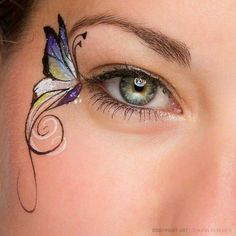 Face Painting Carnaval Make-up, Eye Face Painting, Feminine Face, Butterfly Eyes